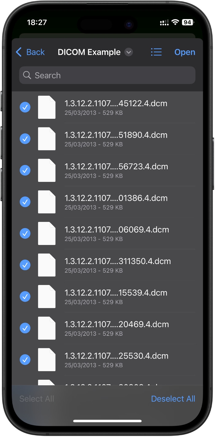 Selecting Files in Vista on iPhone