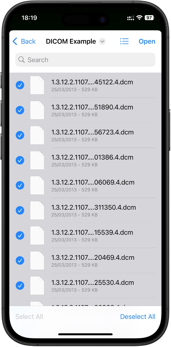 Selecting Files in Vista on iPhone