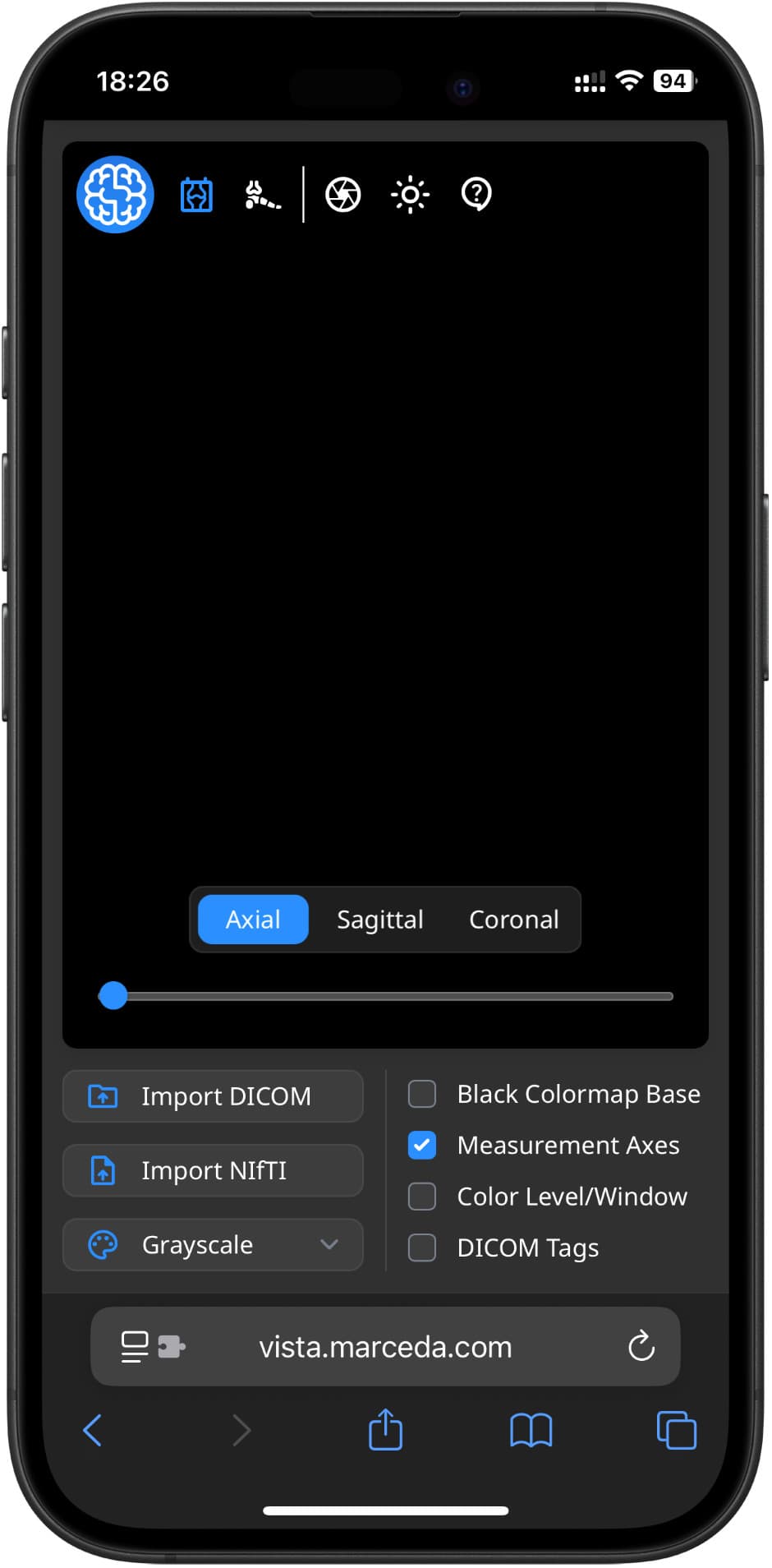 Vista in Safari on iOS